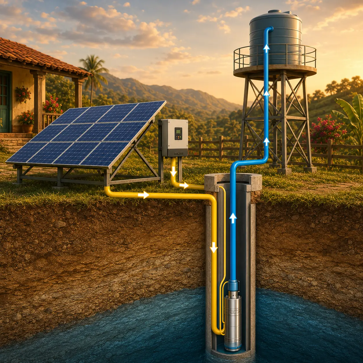 Sistema de bombeo solar para pozos profundos, ríos y nacimientos